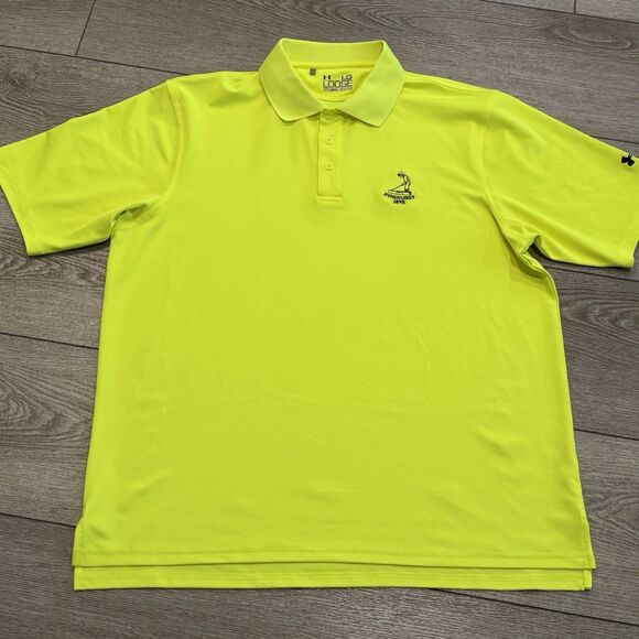 Under Armour Golf Polo Men's Large Pinehurst Neon Yellow Bright Summer Athletic - Picture 1 of 7